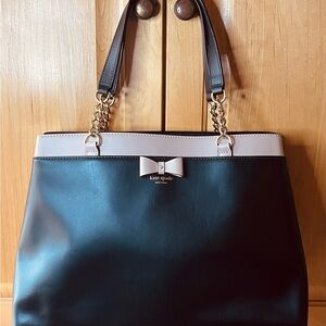 NWOT Kate Spade Black and Lilac Bow Tote Purse Bag with Silver Accents